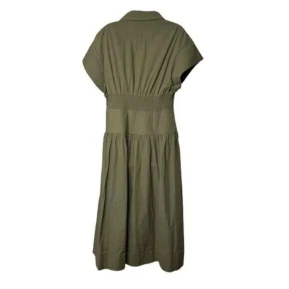 Tuckernuck Cameran Army Green Collared A-Line Midi Shirt Dress Size M NWT - Picture 8 of 12